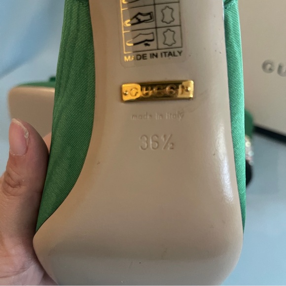 Rare Gucci Green Moire & Crystal Slingback heels 36.5 - Picture 9 of 12